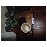 Candle Holders, Wooden Lamp Holder & Tin Box