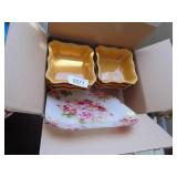 (6) Stoneware Bowls, Pedestal Plate & Cookie