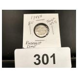 Roosevelt Dime - 1955-S - bu - tone spots