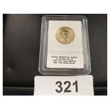 2007 John Adams Dollar - pure 24kt. gold enriched