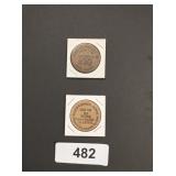 (2) Wooden Nickels