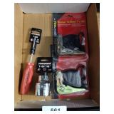 (2) Ratchet tie Downs, Socket, Screw Driver