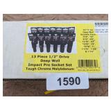 Powerbuilt 13pc 1/2" Drive Deep Well Socket Set