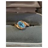 Aquamarine Ladies Ring, Marked 14K