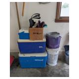 (3) Coolers & Tote Bags + Buckets