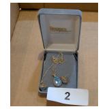 Aquamarine Pendant & Matching Pierced Earrings