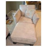 Tan Microfiber Chair w/ Ottoman