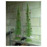(2) Modern Table Top Battery Op Christmas Trees
