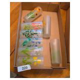 (8) Frosted Tom Collins Glasses w/ Floral Designs