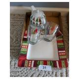 Christmas Plates, Tea Pot, Cups