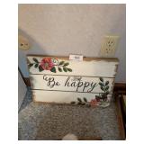 Be Happy Wood Sign Wall Art