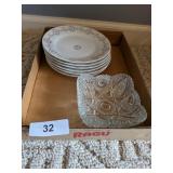 Plates (marked Germany) + Cut Glass Bowl