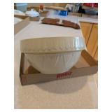 Picket Fence Stoneware Pottery Bowl - 10-1/2' Dia