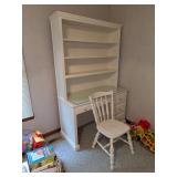 White Desk w/ Bookshelf Top + Chair