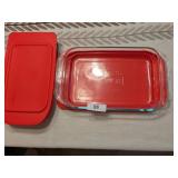 (2) Pyrex Casseroles w/ Red Lids