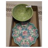 Melmac Bowl + Colorful Plastic Platter