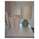 Small Green Lamp + Composite Wastebasket