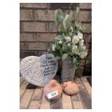 Dove Figurines, Decorative Small Stone, Vase w/ Fs