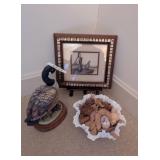 Canada Goose by Andrea Figurine,Milkglass Bowl, &