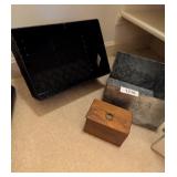 Wood Recipe Box, Cloth Basket, Metal Box
