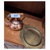 Copper Tea Pot, Brass Serving Platter