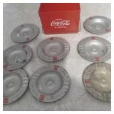 Vintage Coca-Cola Metal Ashtrays w/ Carrier