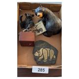 (2) Bear Figurines & Carved Stone Bear