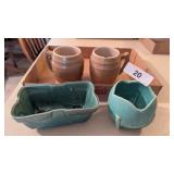 (2) Uhl Barrel Mugs + (2) Vintage Planters