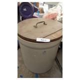 #6 Stoneware Jug w/ Handmade Wood Lid