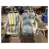 (2) Metal Outdoor Swivel Chairs w/