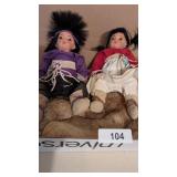 Native American Porcelain Doll & Fur