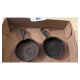 (2) Cast Iron Advertising Skillets / ~3" diameter