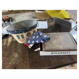 American Flag, Patriot Bucket & Old Silverware