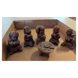 Small Monk Figurines Playing Poker