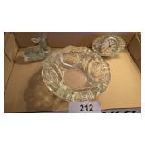 Heavy Glass Ashtray, Deer, Small Battery Op Clock