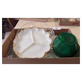 Platters, Serving Plates & Emerald Green Vase