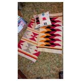 (2) Native American Woven Rugs & Stitched Pillow