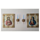 Beautiful Vintage Wall Art / Jesus & Mary