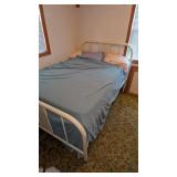 White Metal Headboard & Footboard w/ Bedding
