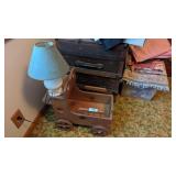 Handcrafted Wood Wagon w/ Small Lamp