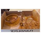 Amber Gold Glassware Box Lot