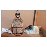 Porcelain Doll + Vintage Rabbit Coin Bank