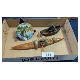 (2) Canoes & (1) Fish Decorative Plate