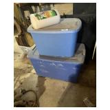 (2) Tote w/ Lids Disposables & Table Covering