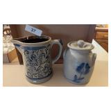 Stoneware Pitcher & Lidded Jar