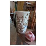 Large Ceramic Owl Vase & Bowl w/ lid