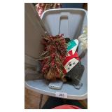 Tote & Lid w/ Christmas Decor, Snowman, Xmas Tree,