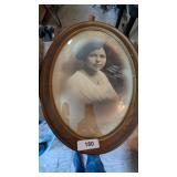 Vintage Bubble Glass Frame & Picture