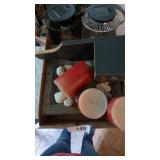Solar Lights & Candles, Glass Tray w/ Stand