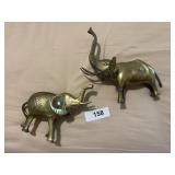 (2) Brass Elephants